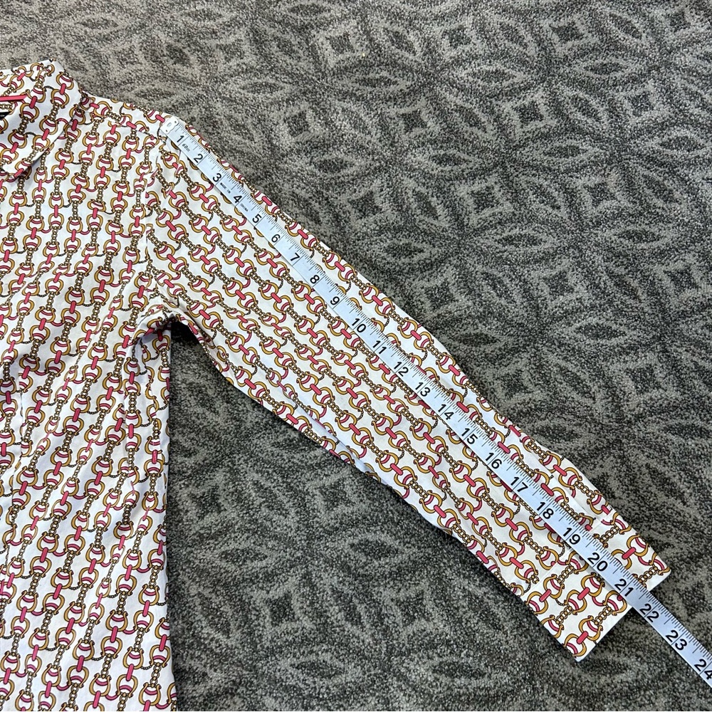 TALBOTS Pink, White and Gold Casual Button Down Shirt 120 - Picture 9 of 11